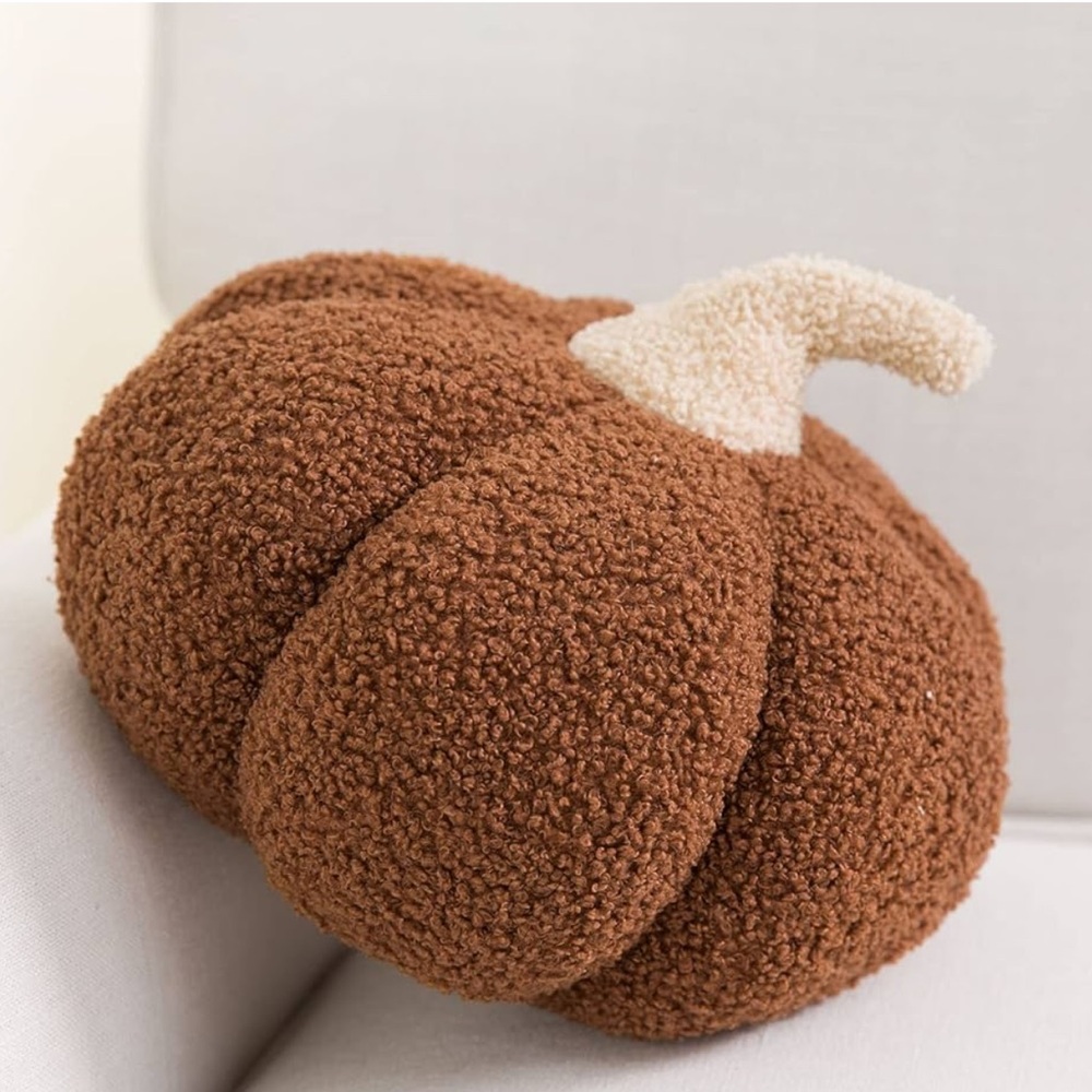 Pumpkin Teddy Fleece Pumpkin Throw Pillow Thanksgiving Halloween Fall Decor